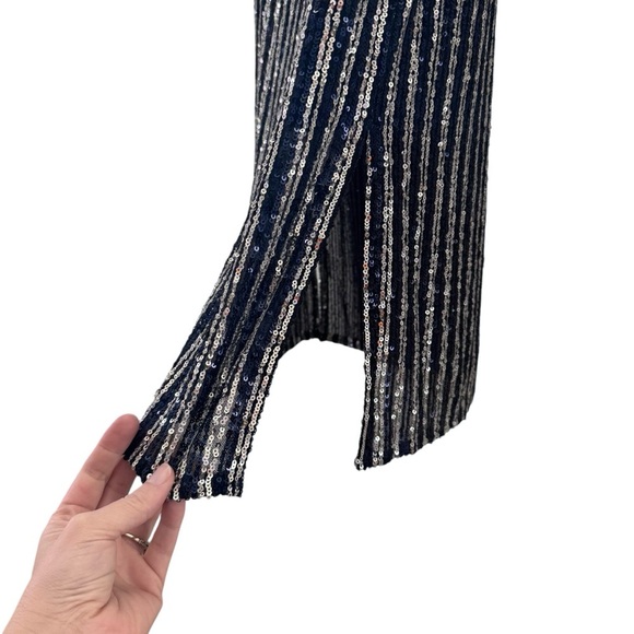 NWT Anthropologie Flat White Short-Sleeve Sequin Stripe Midi Dress Size Small - Picture 9 of 14